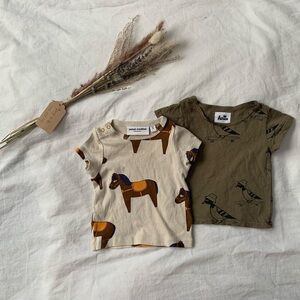 Mini Rodini Kids Short Sleeve Tees - Horse and Bird Prints